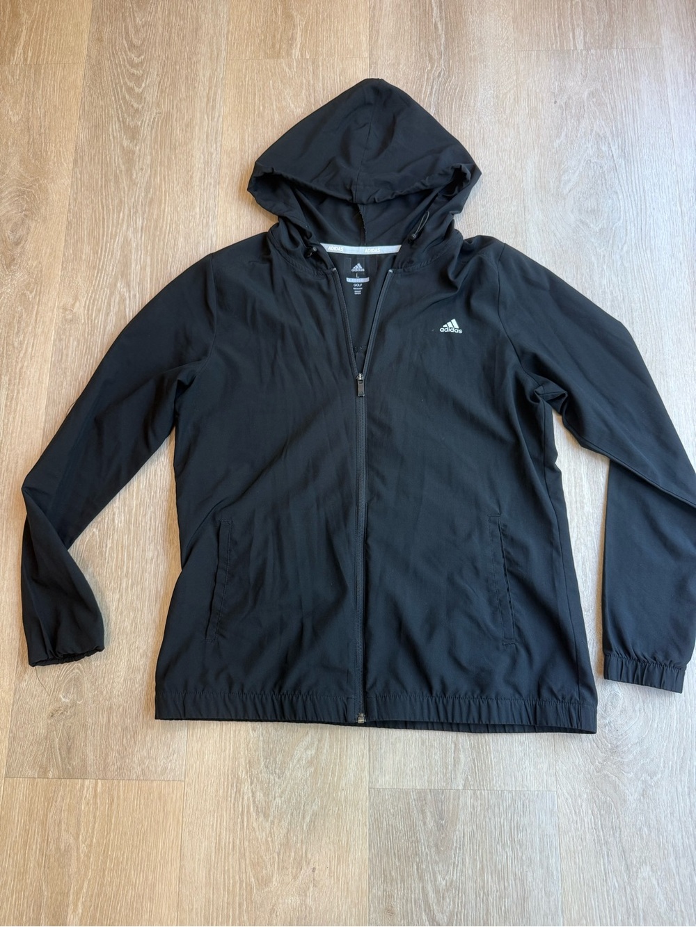 adidas golf Black Hooded Windbreaker Jacket with Subtle Logo
